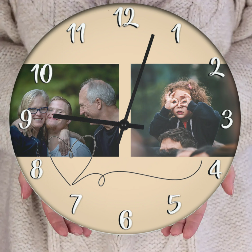 Egyedi fényképes óra 2 képpel szívvel