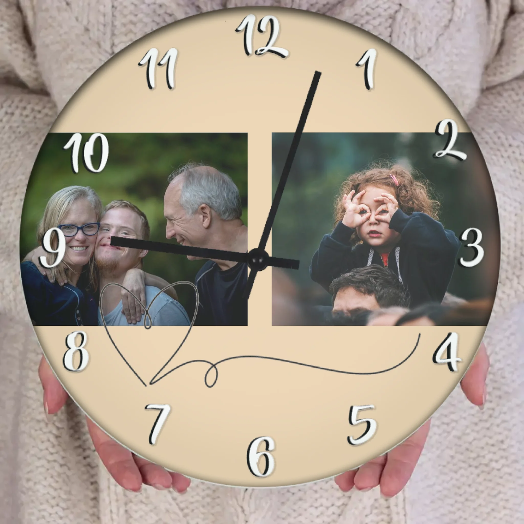 Egyedi fényképes óra 2 képpel szívvel