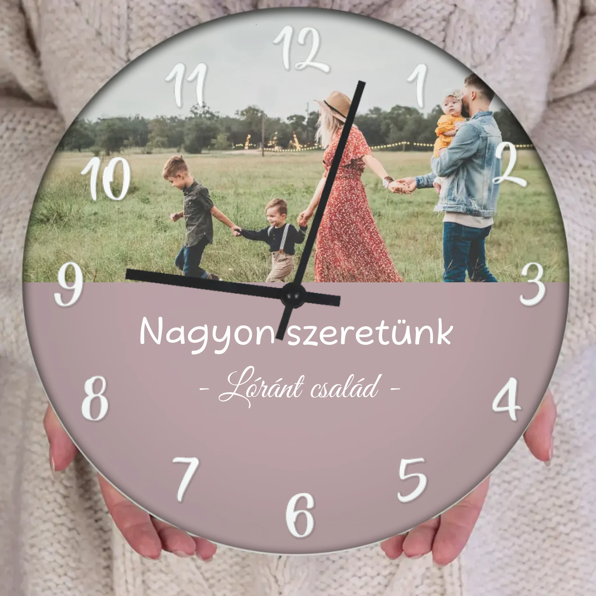 Egyedi fényképes óra felirattal