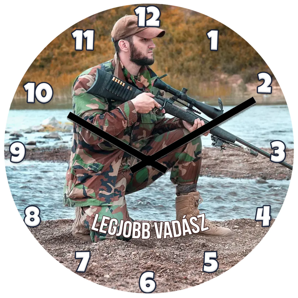 Egyedi fényképes falióra vadászoknak