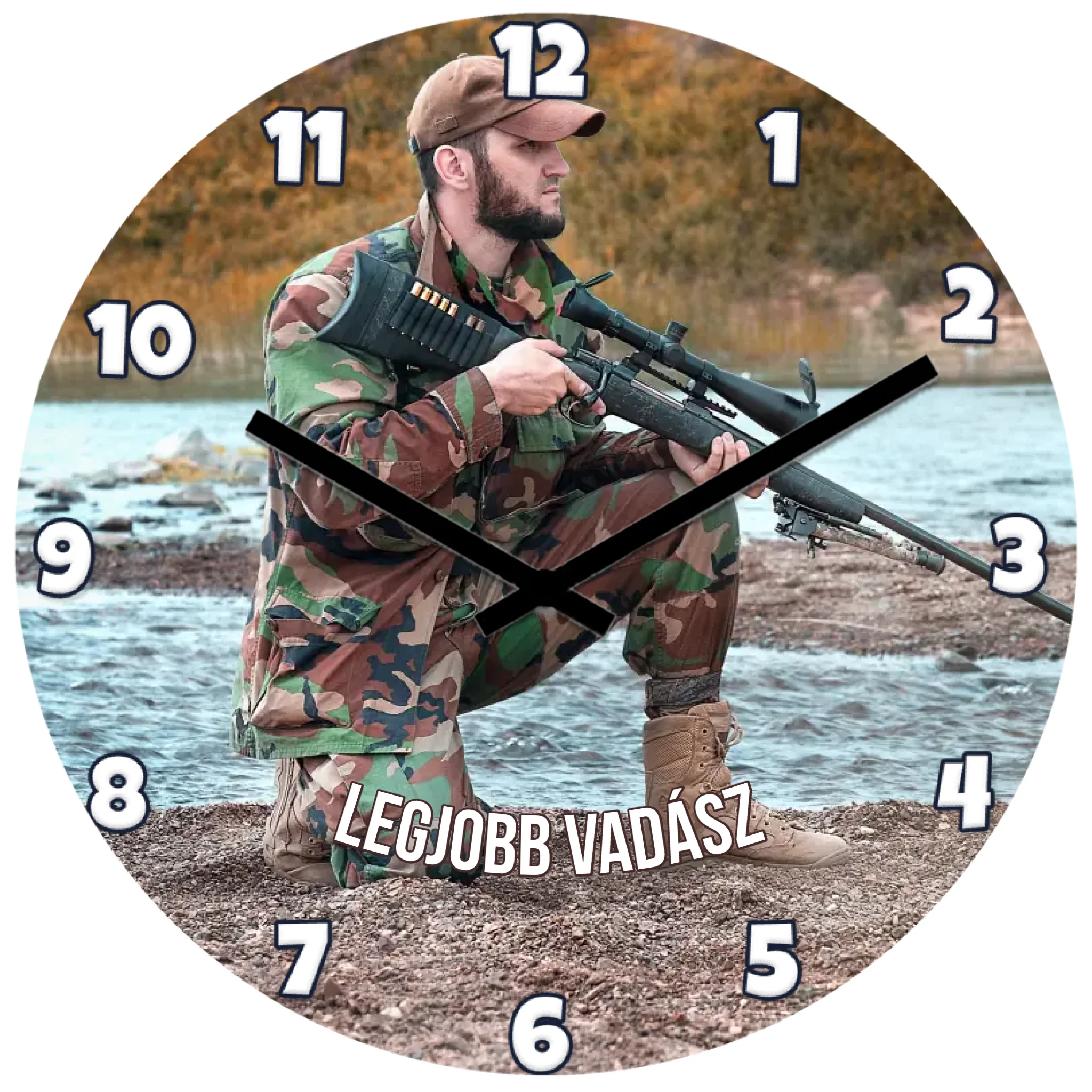 Egyedi fényképes falióra vadászoknak