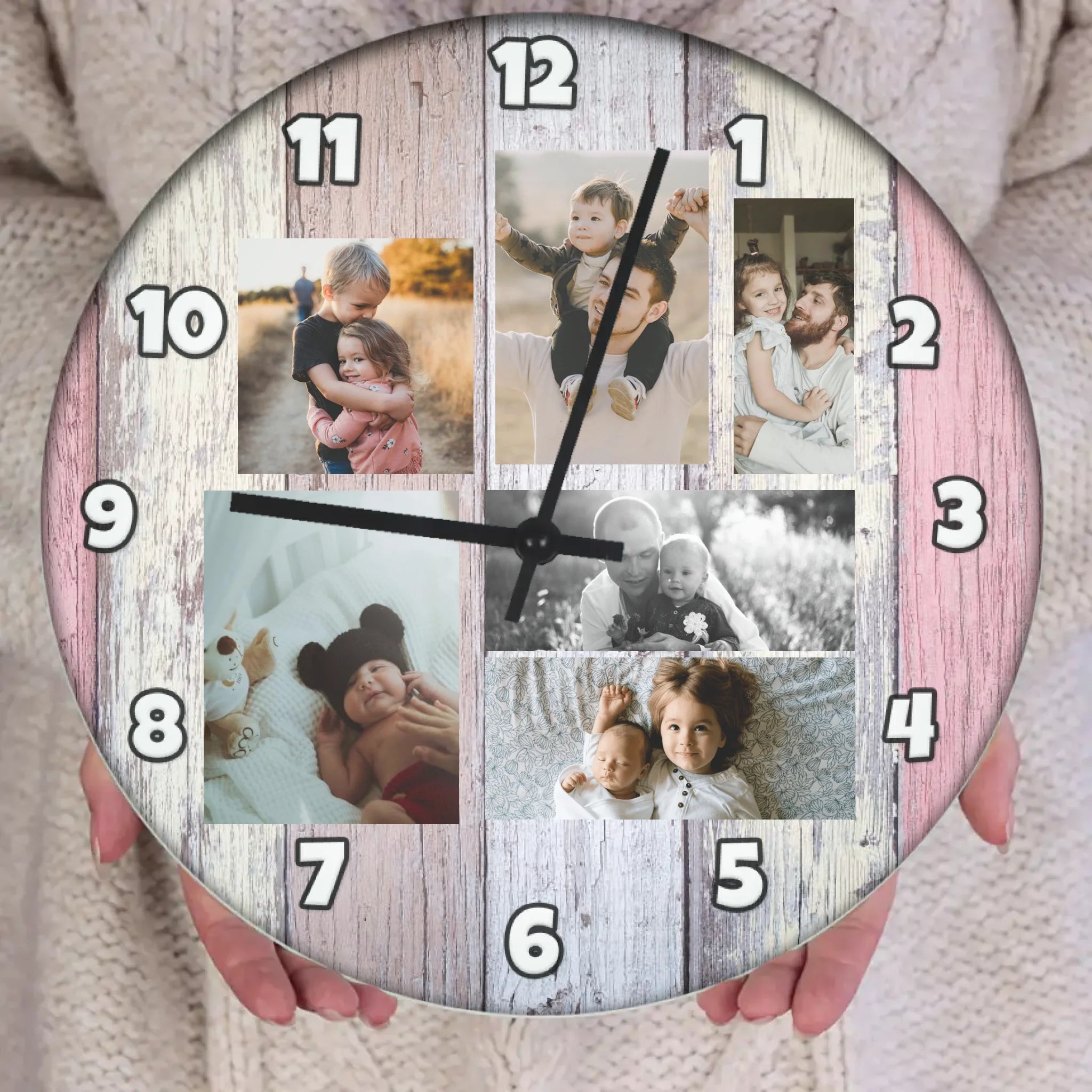 Fa mintás több fényképes fali óra