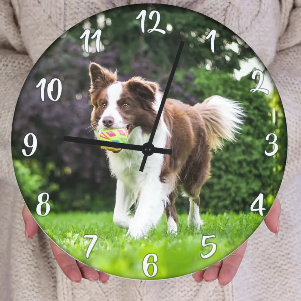 Egyedi fényképes kutyás falióra