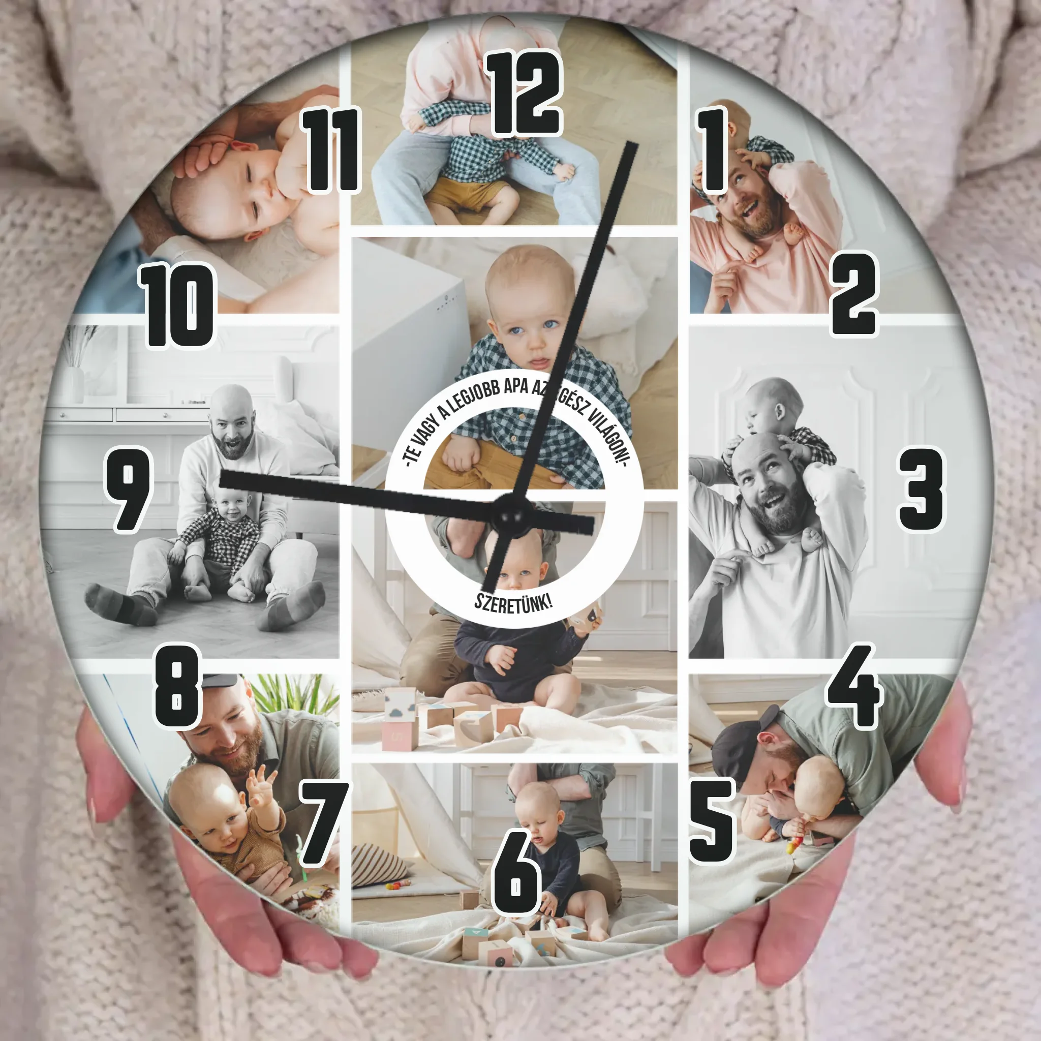 10 képes fotókollázs falióra apáknak