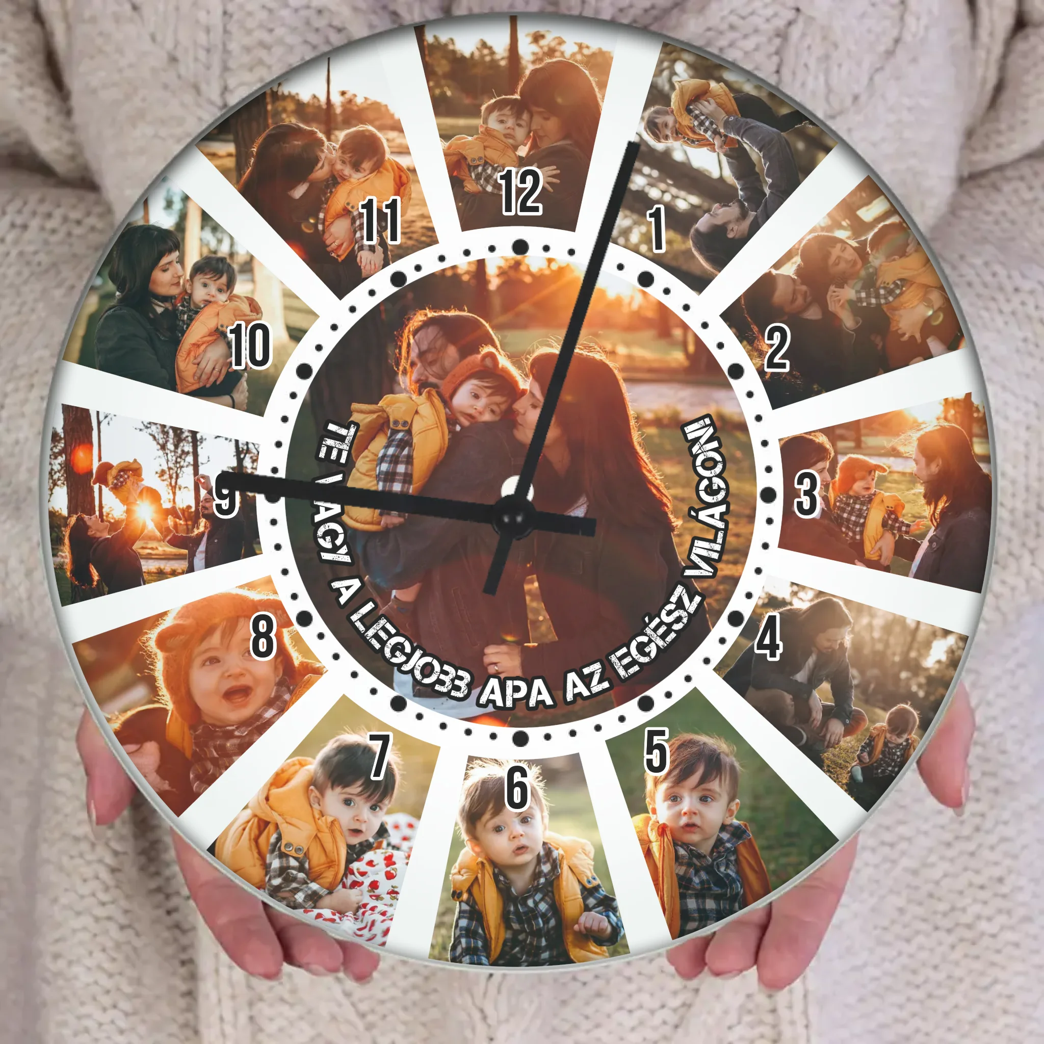 13 képes fotókollázs falióra apáknak