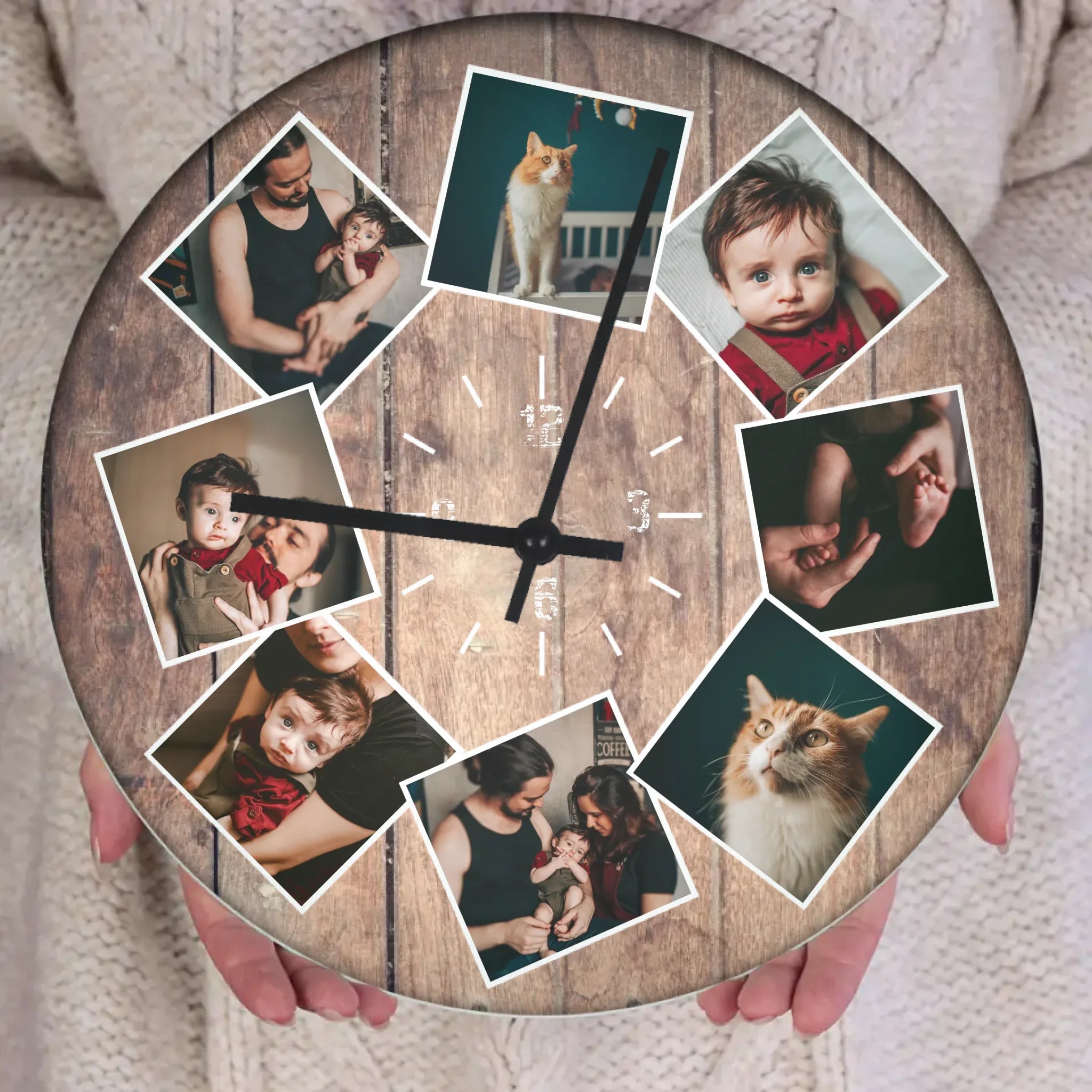 8 képes fotókollázs falióra apáknak