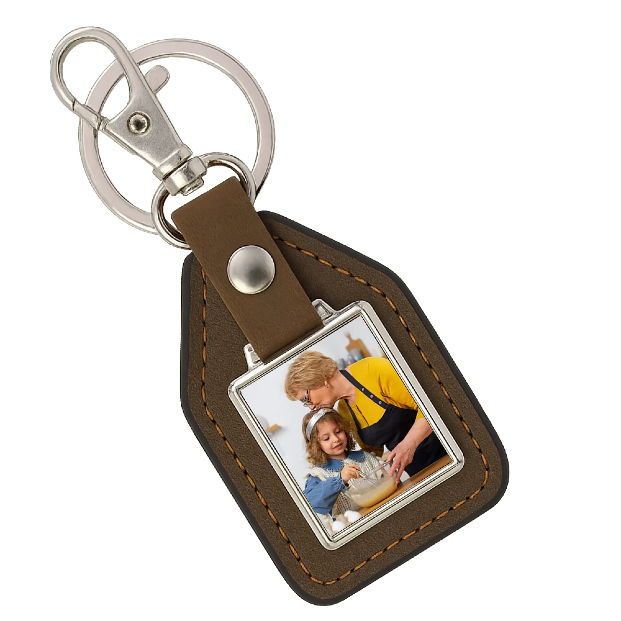 Ajándék nagymamának karácsonyra egyedi képes kulcstartó bőrháttérrel