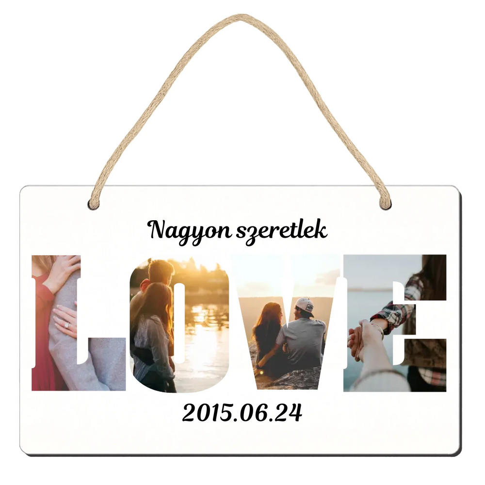 Love feliratos ajtódísz