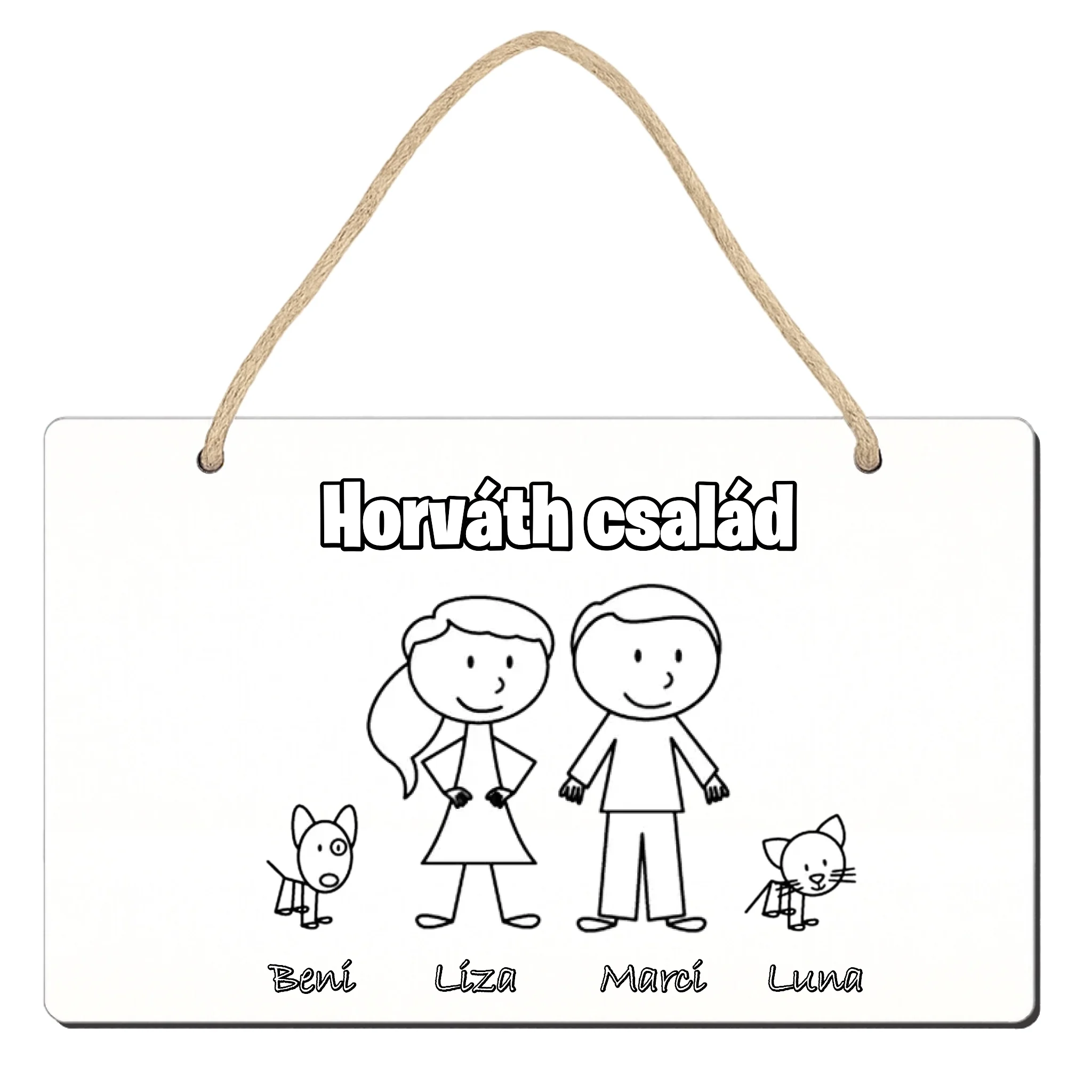 Egyedi családos ajtódísz