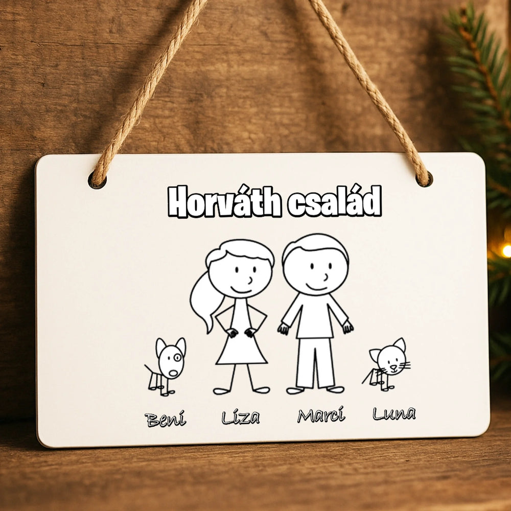 Egyedi családos ajtódísz