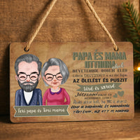 Fali dekor tábla ajándék nagyszülőknek - Mama és Papa otthona szerkeszthető karakterekkel
