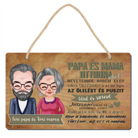 Fali dekor tábla ajándék nagyszülőknek - Mama és Papa otthona szerkeszthető karakterekkel