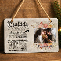 Családi szabályok egyedi fényképes ajtódísz - Az otthon az a hely