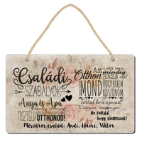 Családi ajándék egyedi neves ajtódísz fali dekor tábla - Az otthon az a hely