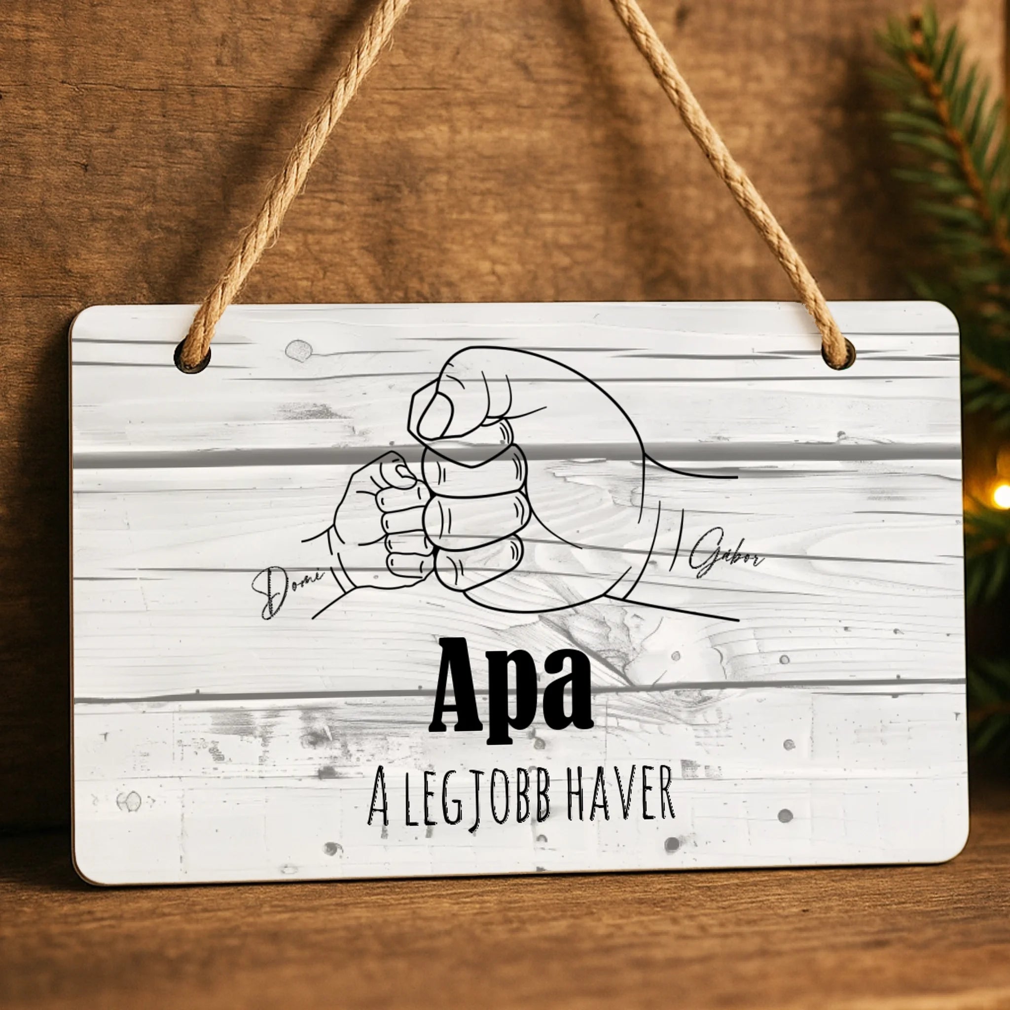 Egyedi szerkeszthető feliratos ajándék fali dekor tábla Apukáknak