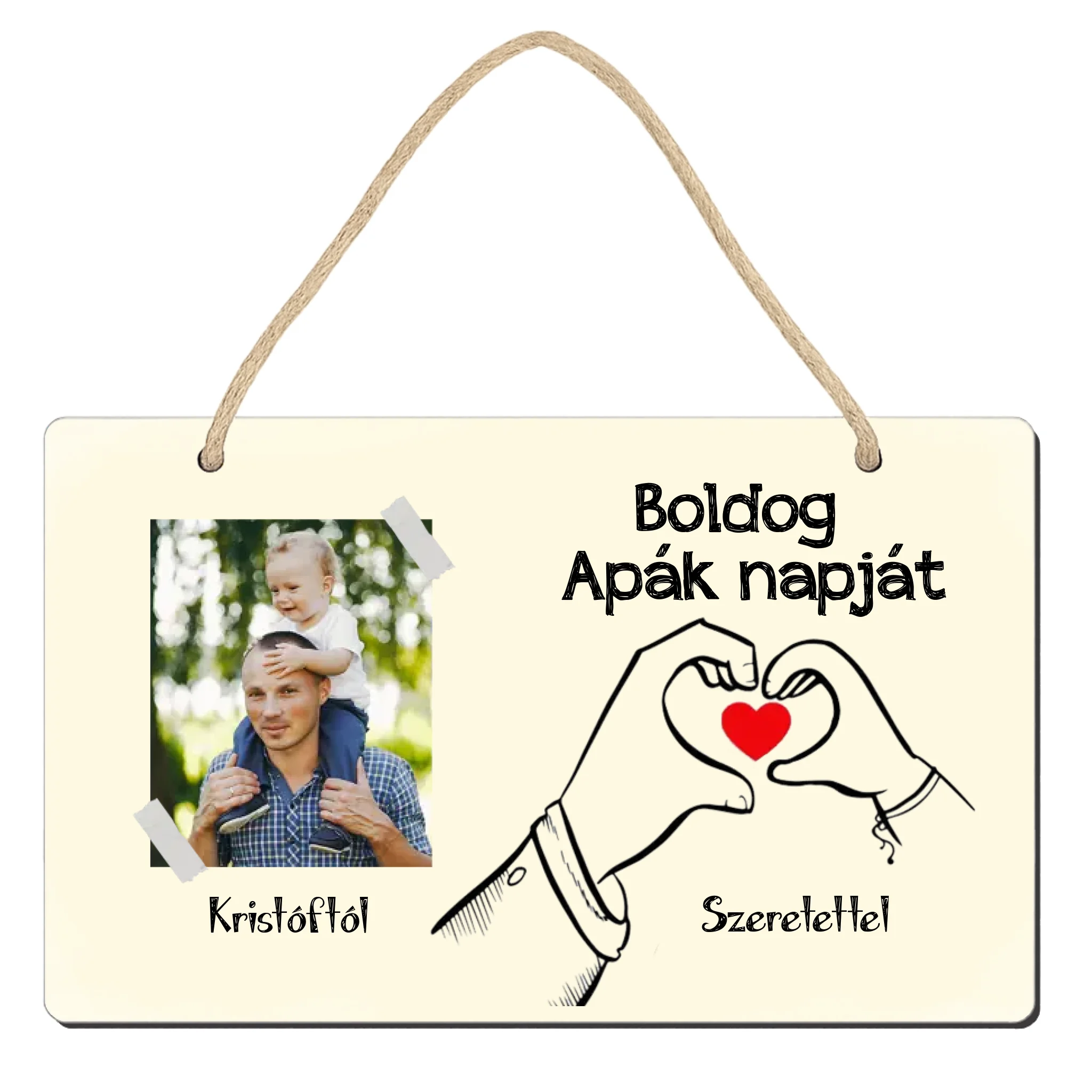 Egyedi képes ajándék fali dekor tábla Apák napjára 
