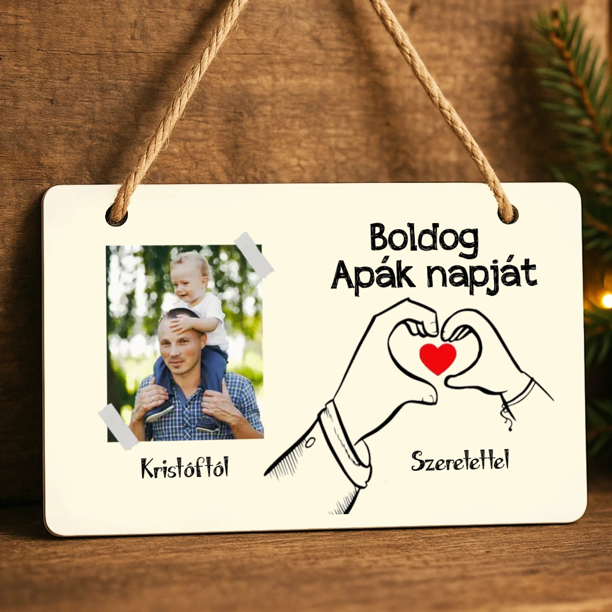 Egyedi képes ajándék fali dekor tábla Apák napjára 