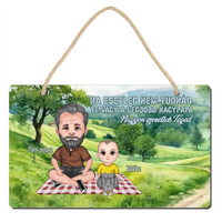 Apák napi ajándék nagypapáknak  - Te vagy a legjobb nagypapa fali dekor tábla szerkeszthető karakterekkel