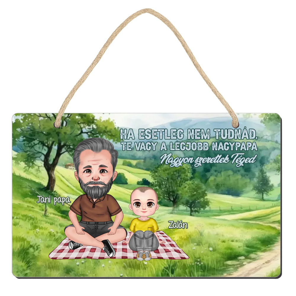 Apák napi ajándék nagypapáknak  - Te vagy a legjobb nagypapa fali dekor tábla szerkeszthető karakterekkel
