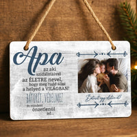 Fényképes apák napi ajándék- Apa bátorít egy életen át fali dekor tábla