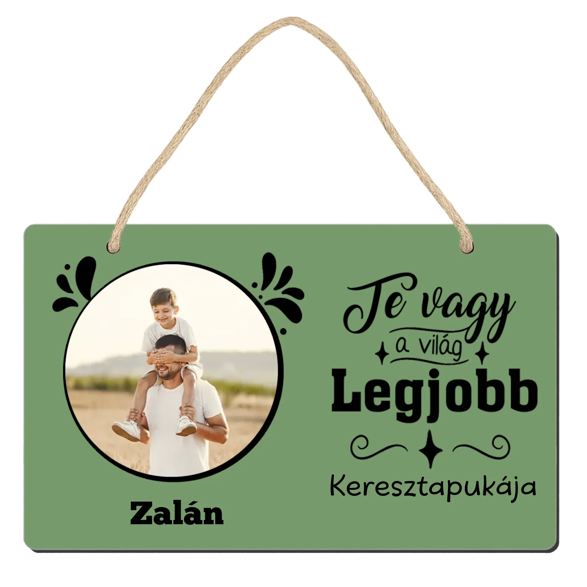 Szerkeszthető feliratos egyedi képes ajándék dísztábla Apák napjára