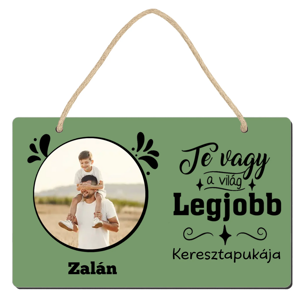 Szerkeszthető feliratos egyedi képes ajándék dísztábla Apák napjára