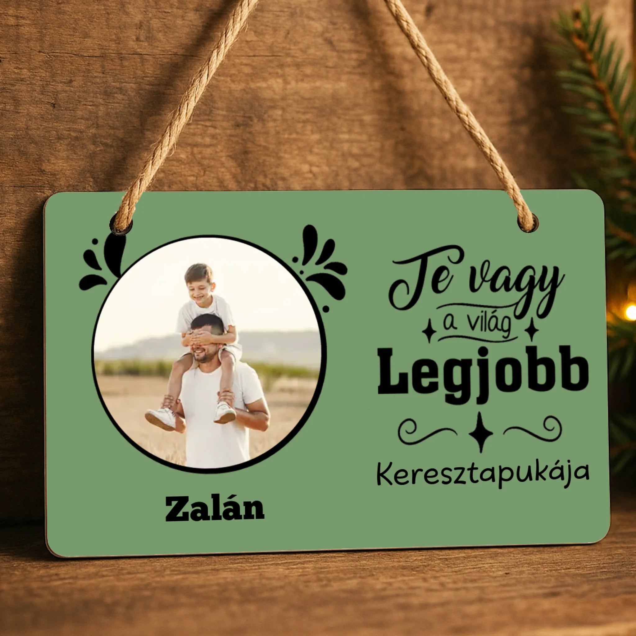 Szerkeszthető feliratos egyedi képes ajándék dísztábla Apák napjára