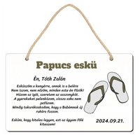 Papucs eskü ajándék fatábla Legénybúcsúkra