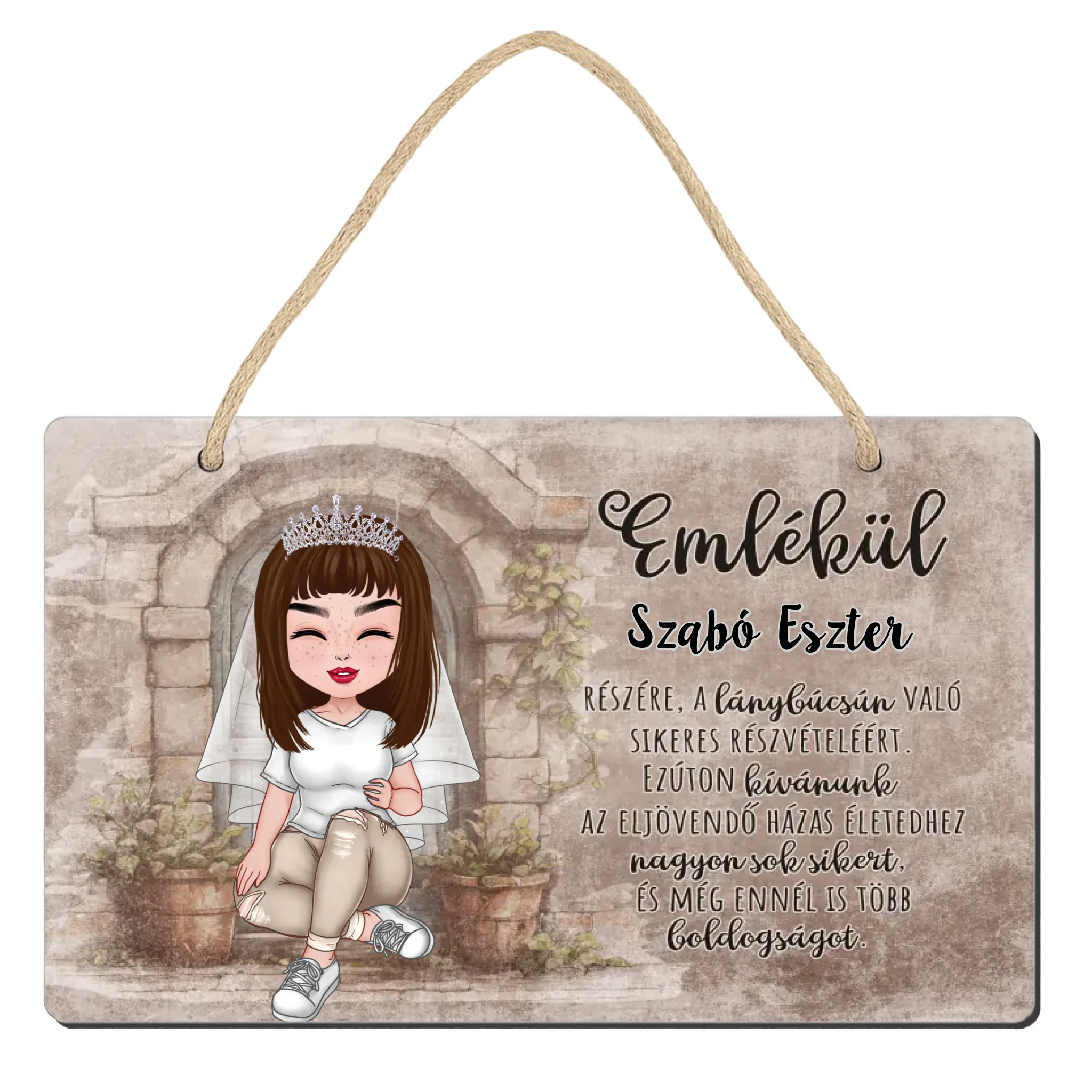 Egyedi emlék fali dekor tábla lánybúcsúra 