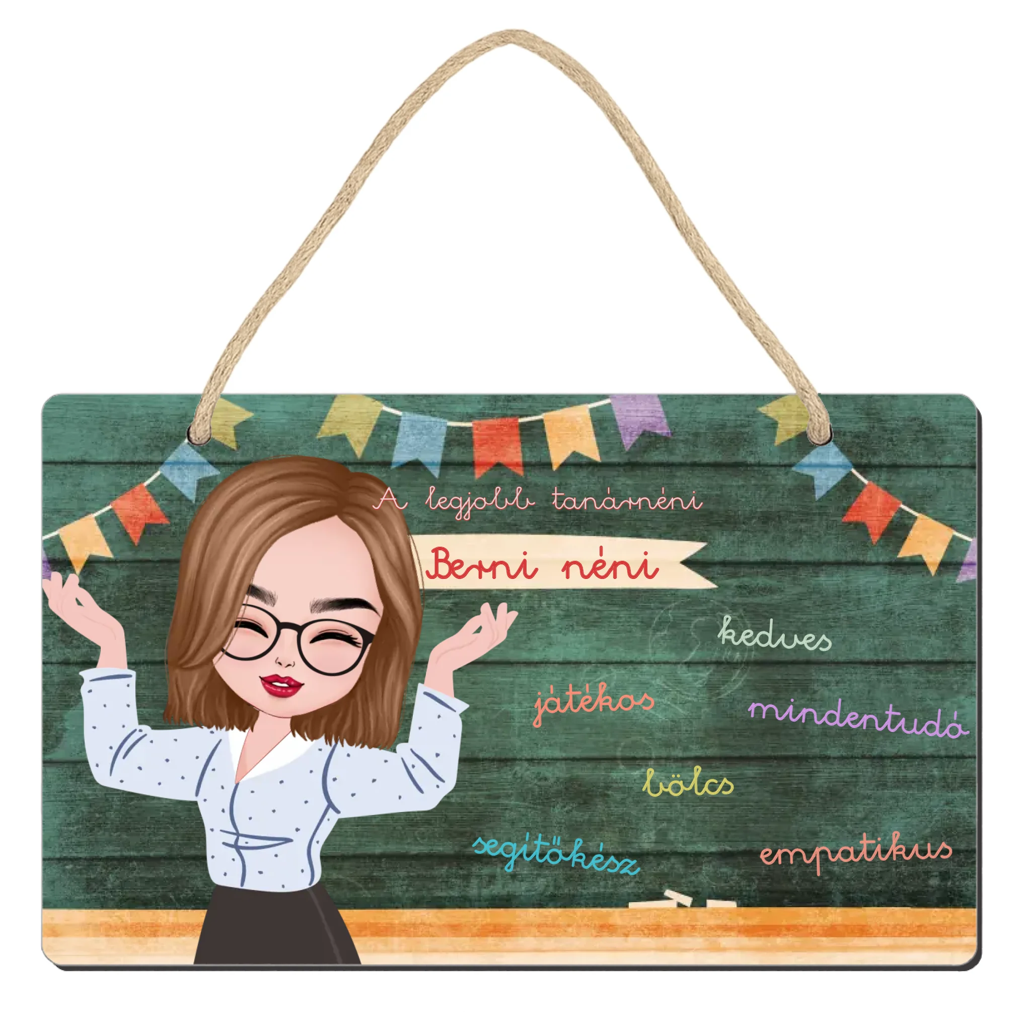 Személyre szabható ajándék - a legjobb óvó/tanárnéni fali dekor tábla jellemzőkkel