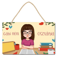Az óvó/tanárnő osztálya - Személyre szabható cuki karakteres fatábla 