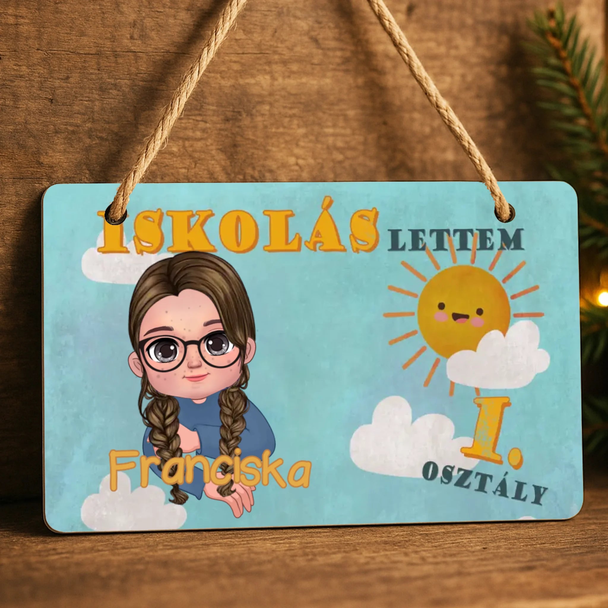 Egyedi ajándék gyerekeknek - iskolás lettem személyre szabható fali dekor tábla