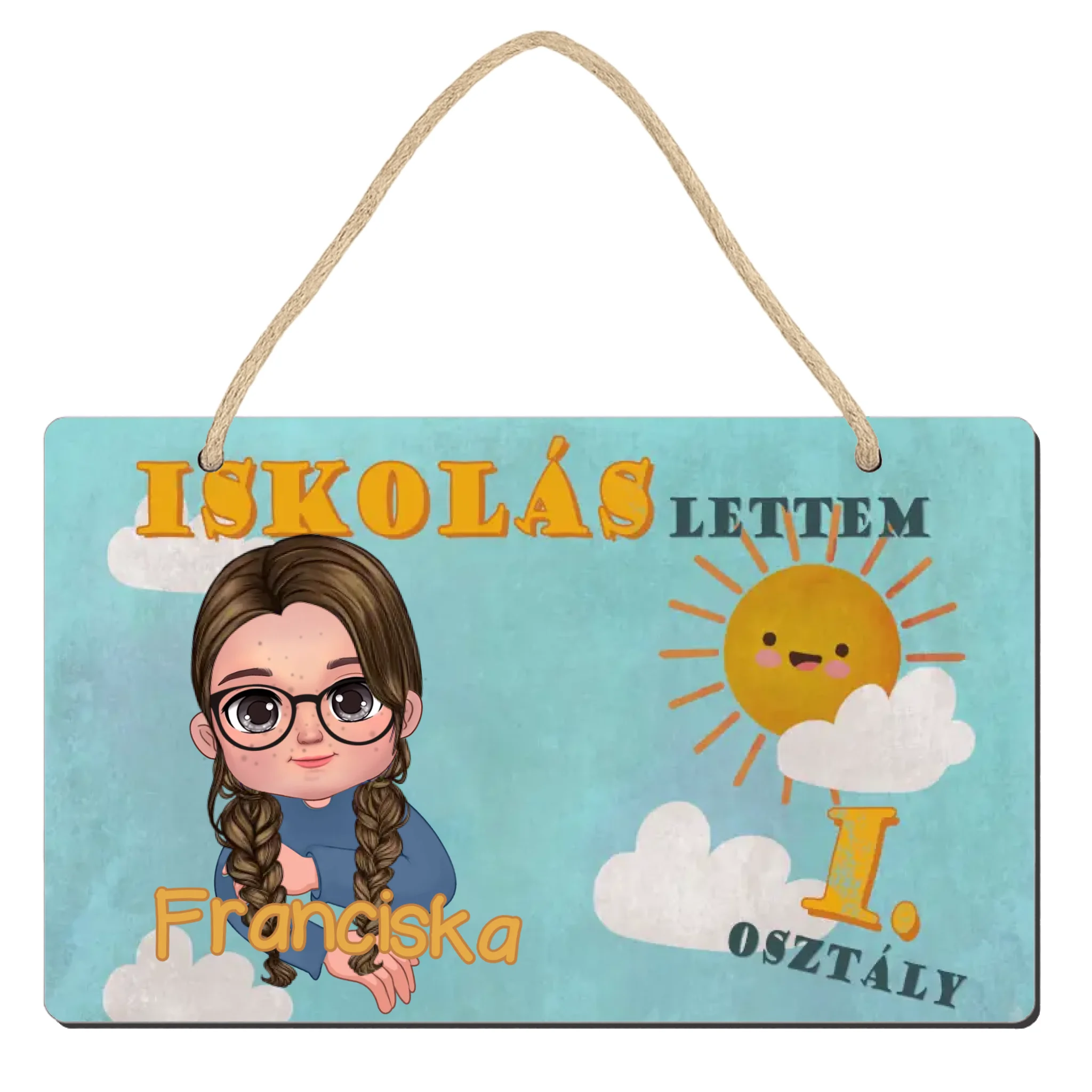Egyedi ajándék gyerekeknek - iskolás lettem személyre szabható fali dekor tábla