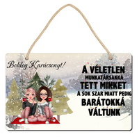 Szerkeszthető karakteres karácsonyi dísztábla munkatársaknak idézettel