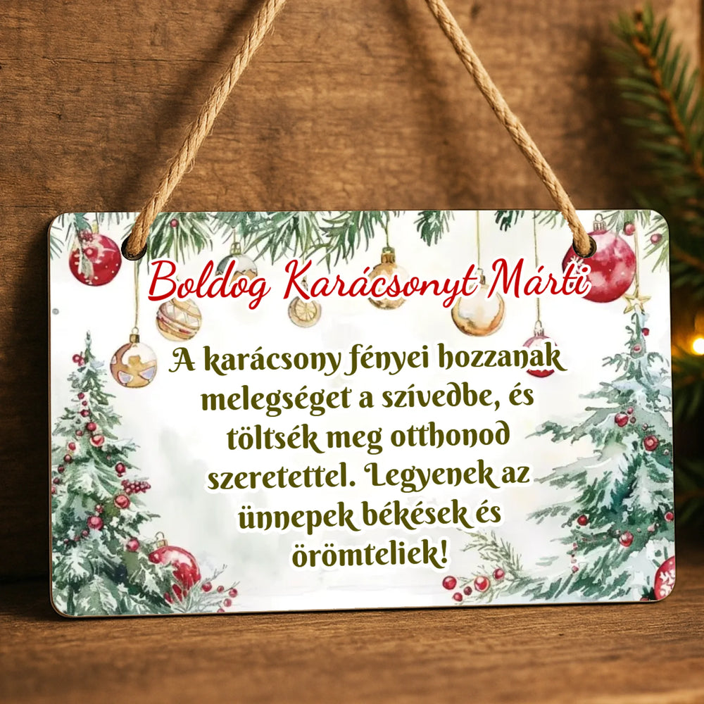 Szerkeszthető feliratos karácsonyi ajándék dísztábla