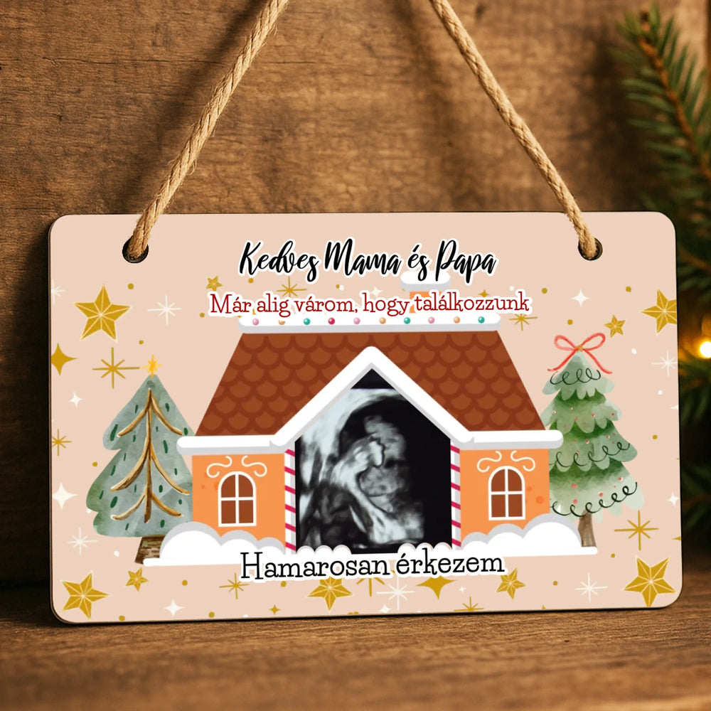 Karácsonyi ajándék dísztábla ultrahang fotóval