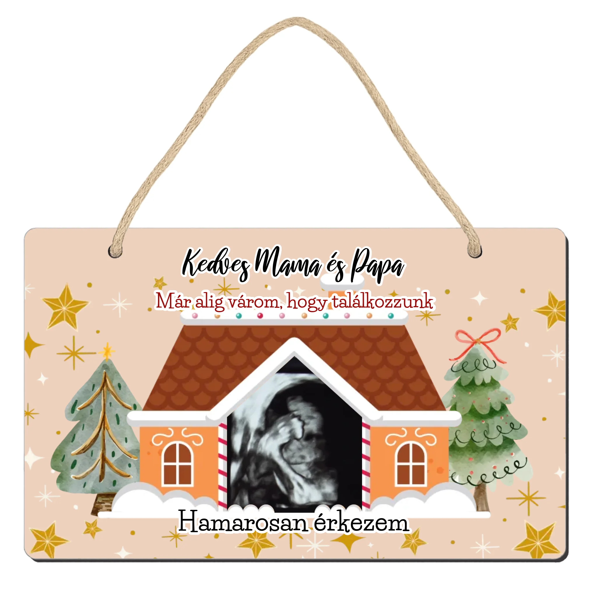 Karácsonyi ajándék dísztábla ultrahang fotóval