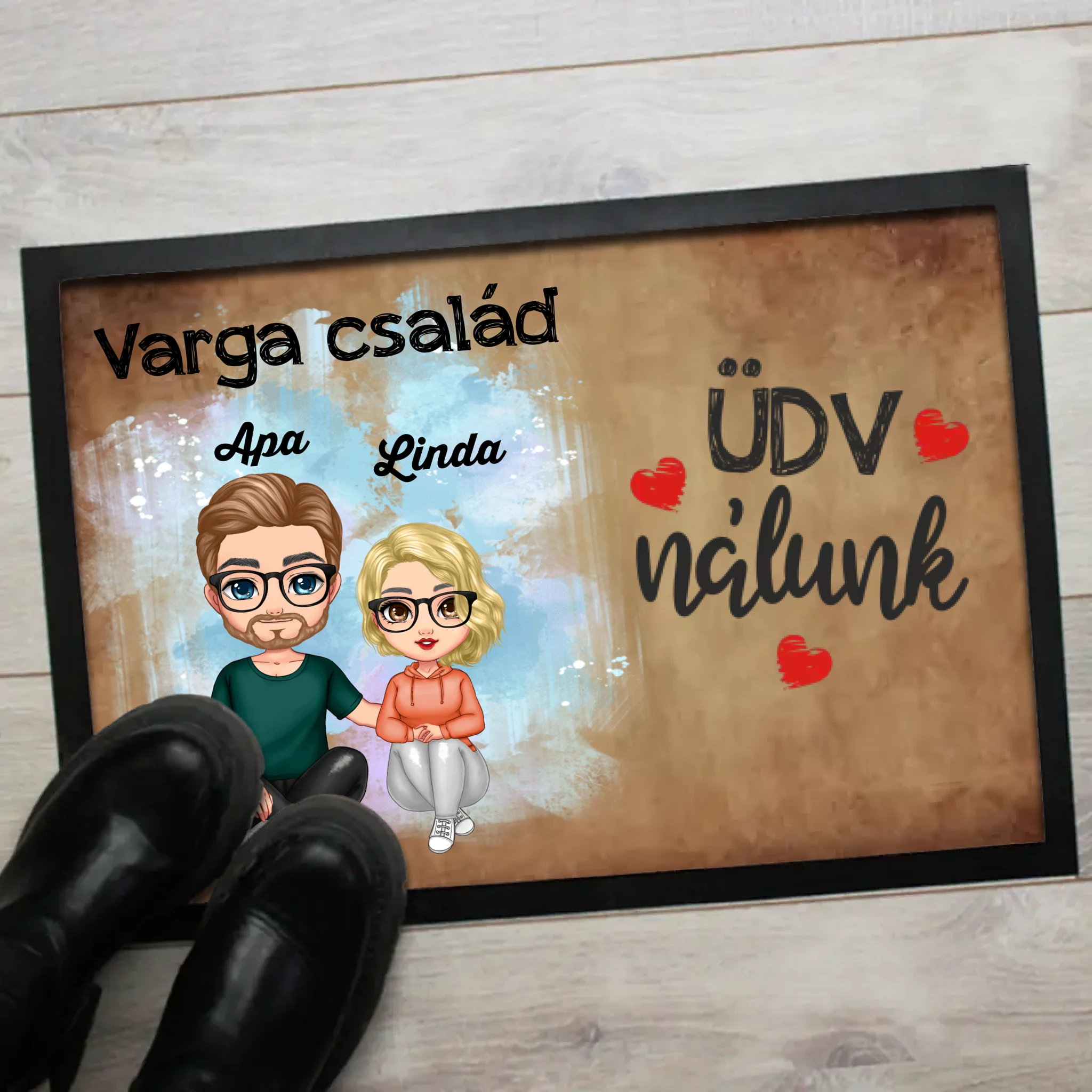 Szerkeszthető mintás ajándék macskás lábtörlő