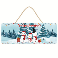 Karácsonyi ajándék dísztábla szerkeszthető felirattal és hóember mintával