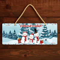 Karácsonyi ajándék dísztábla szerkeszthető felirattal és hóember mintával