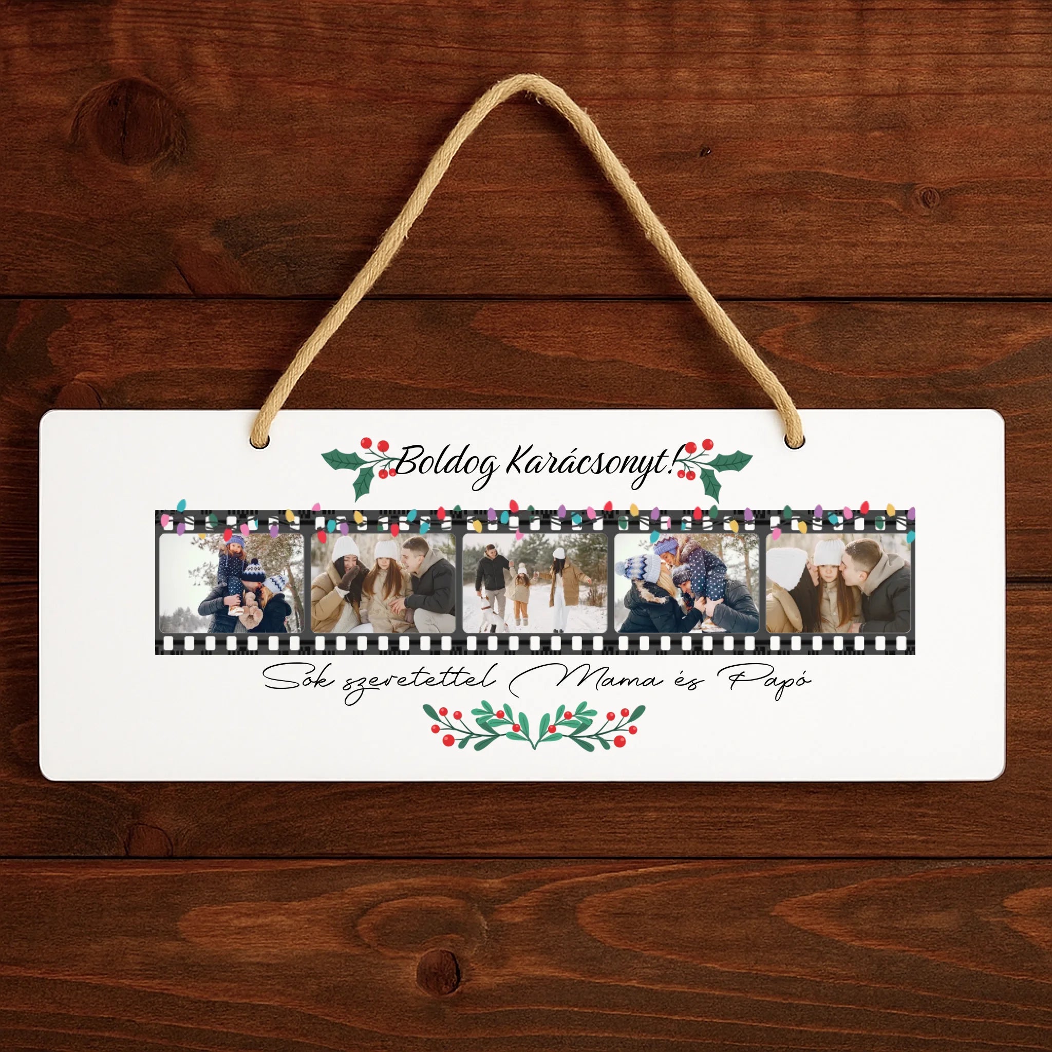 Karácsonyi dísztábla - egyedi képes ajándék karácsonyi tábla felirattal