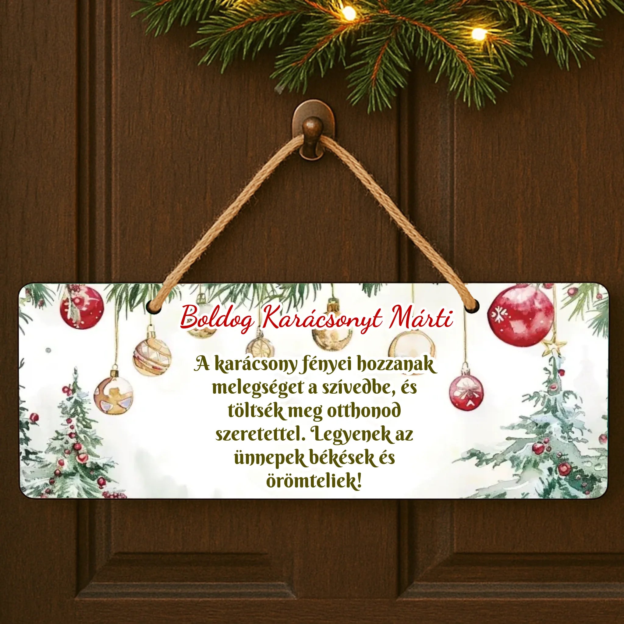 Szerkeszthető feliratos karácsonyi ajándék dísztábla