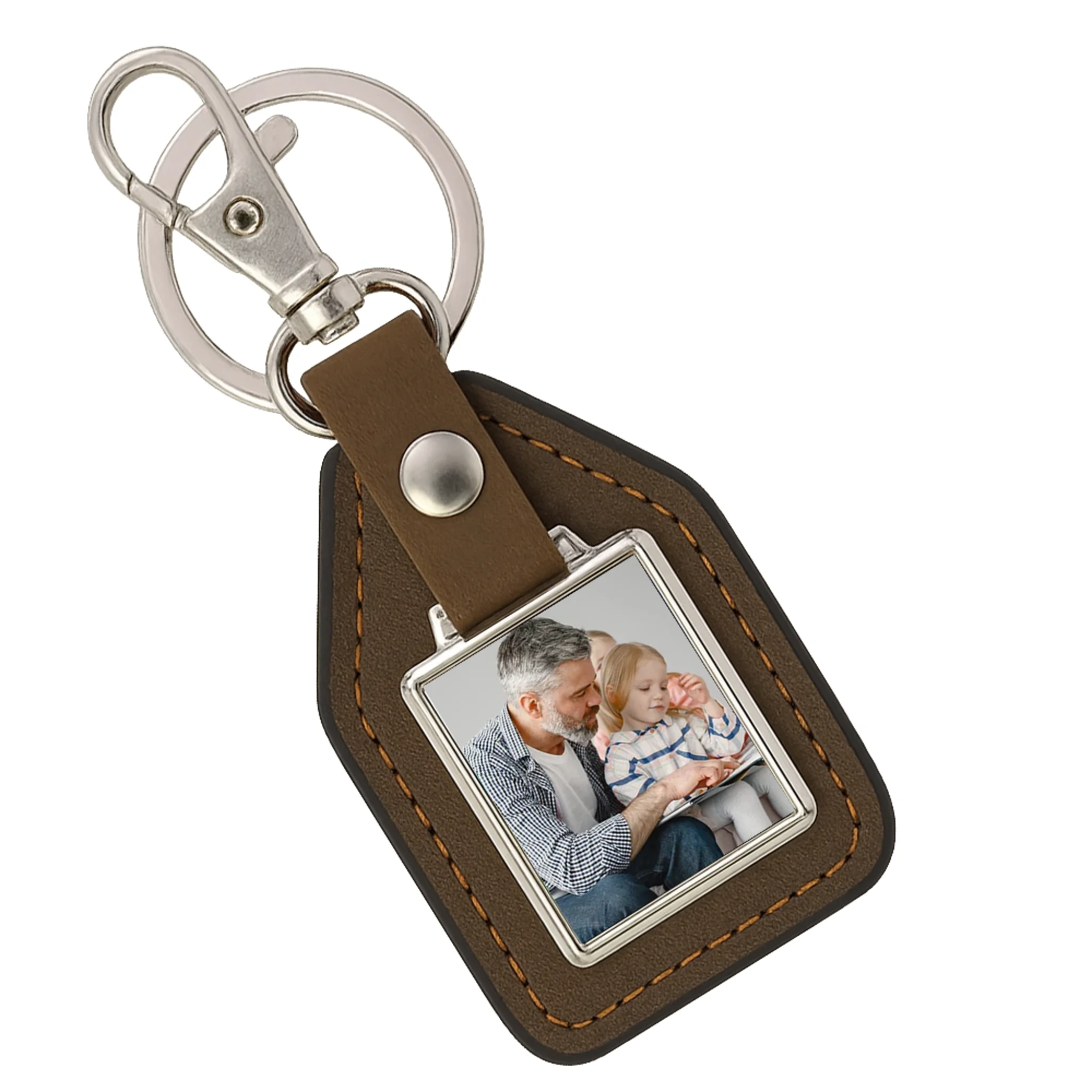 Ajándék nagypapának karácsonyra egyedi képes kulcstartó bőrháttérrel