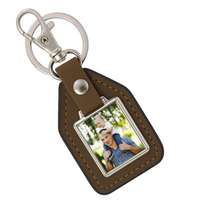 Karácsonyi ajándék apának egyedi képes kulcstartó bőrháttérrel