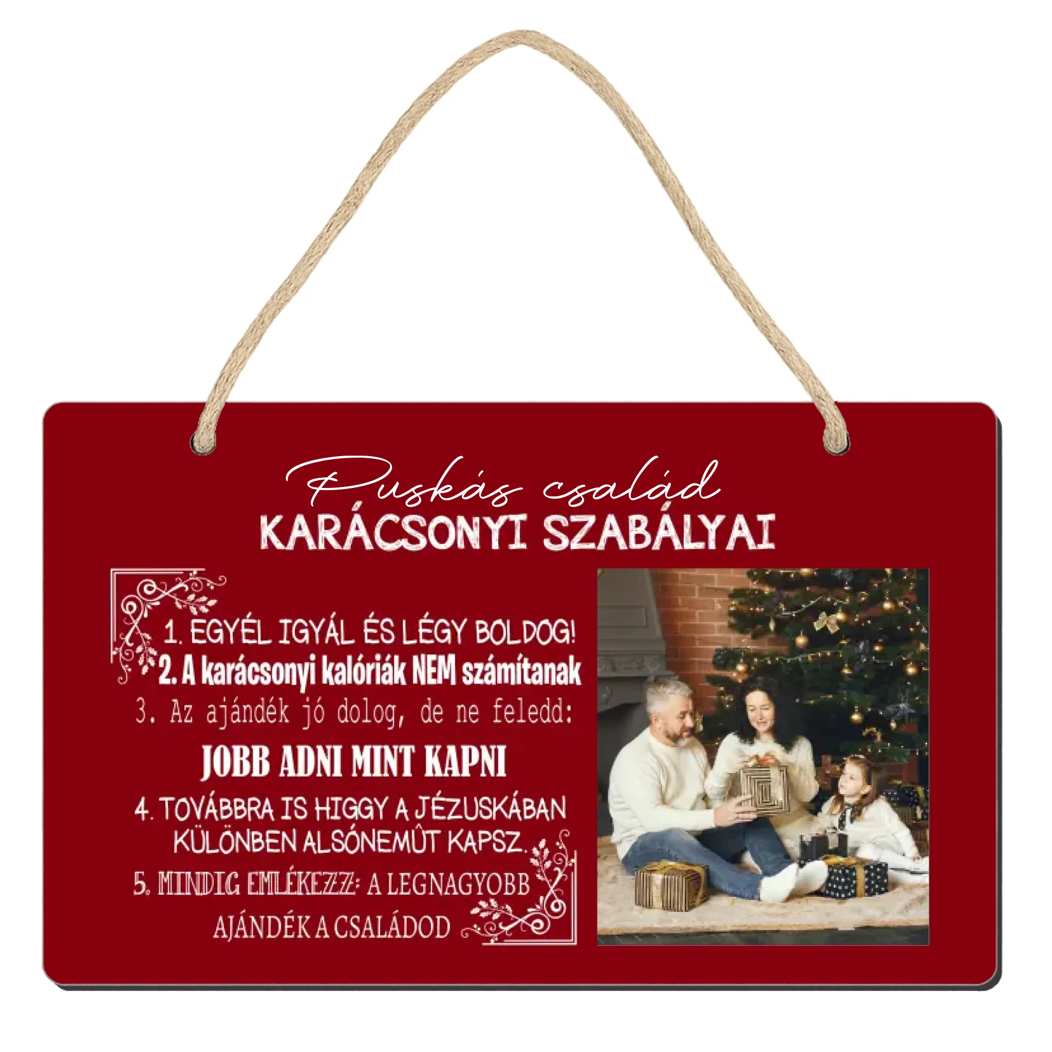 Karácsonyi tábla egyedi képpel