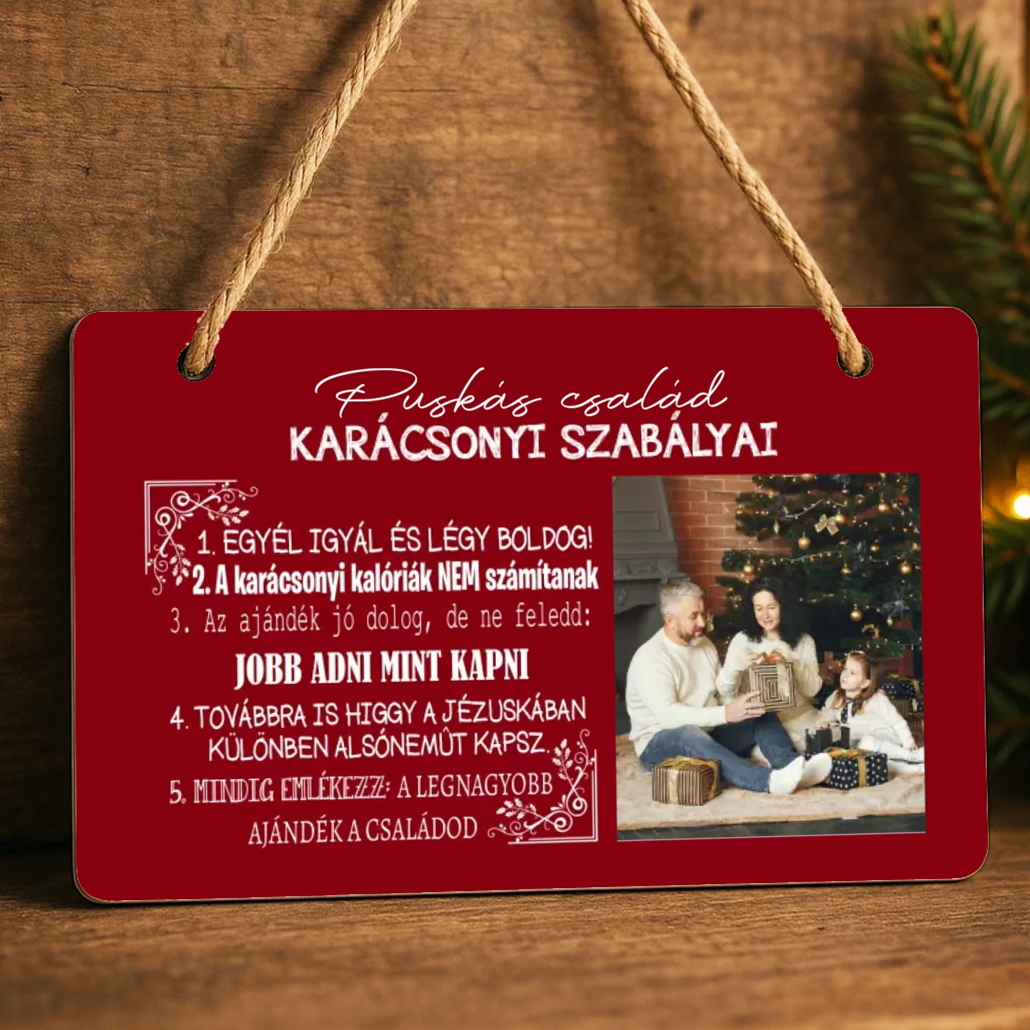 Karácsonyi tábla egyedi képpel