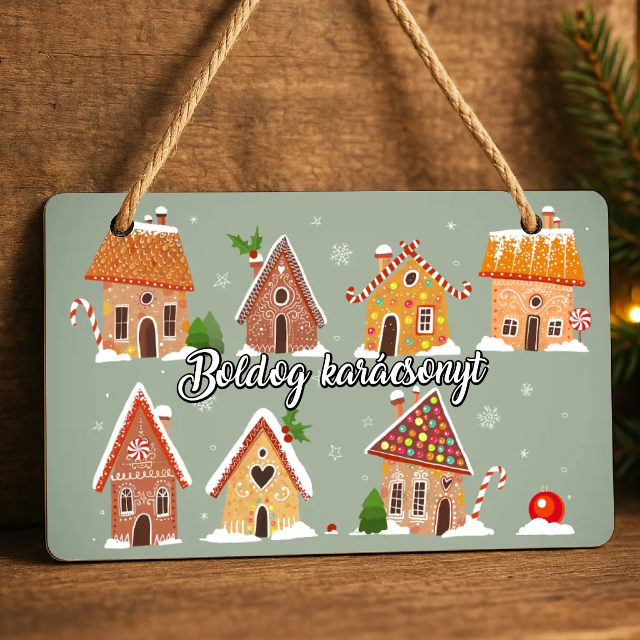 Karácsonyi tábla egyedi felirattal