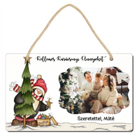 Karácsonyi pingvines tábla dísz egyedi képpel