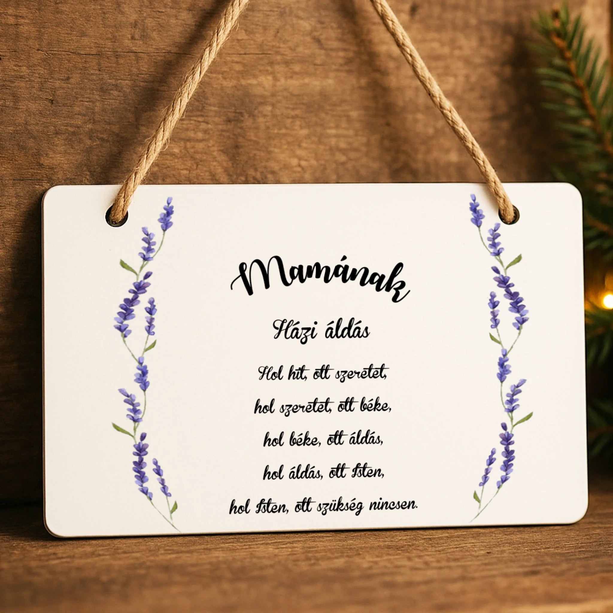 Háziáldás tábla dísz egyedi névvel