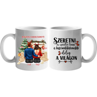 Kutyás karácsonyi bögre pároknak két kutyával